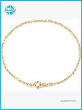 Dainty 14K Gold Rope Chain Bracelet Minimalist Layering Jewelry Hypoallergenic